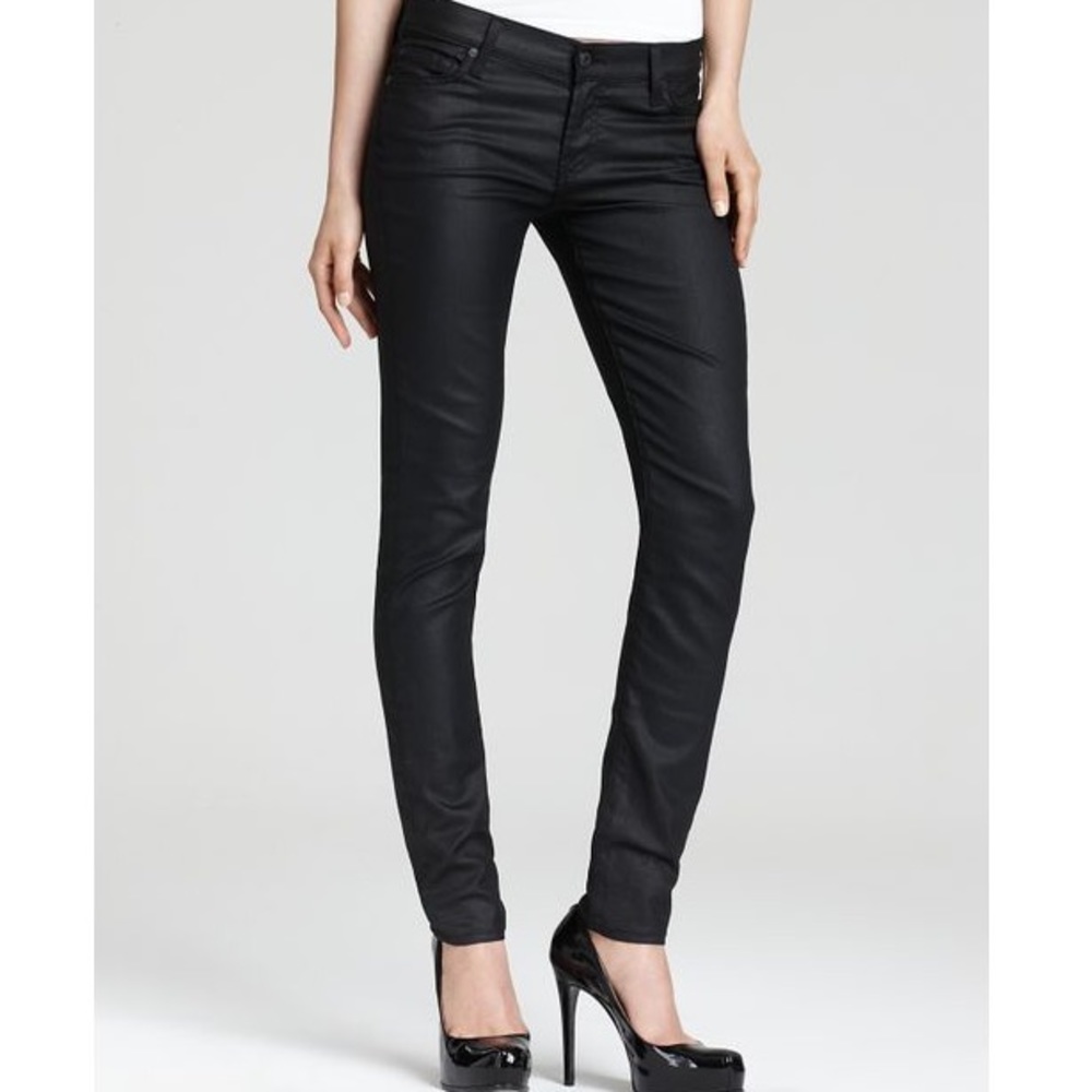 7 For All Mankind - Black Shiny Coated Skinny Jean